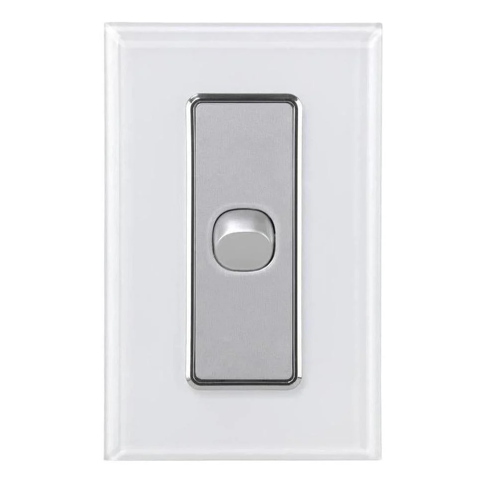 Iluma 1 Gang D/GL Series Vertical Light Switch White/Silver