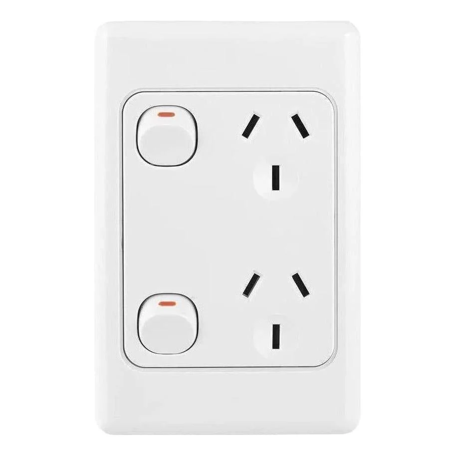 Iluma Double Pole 10A Double GPO PowerPoint Vertical White