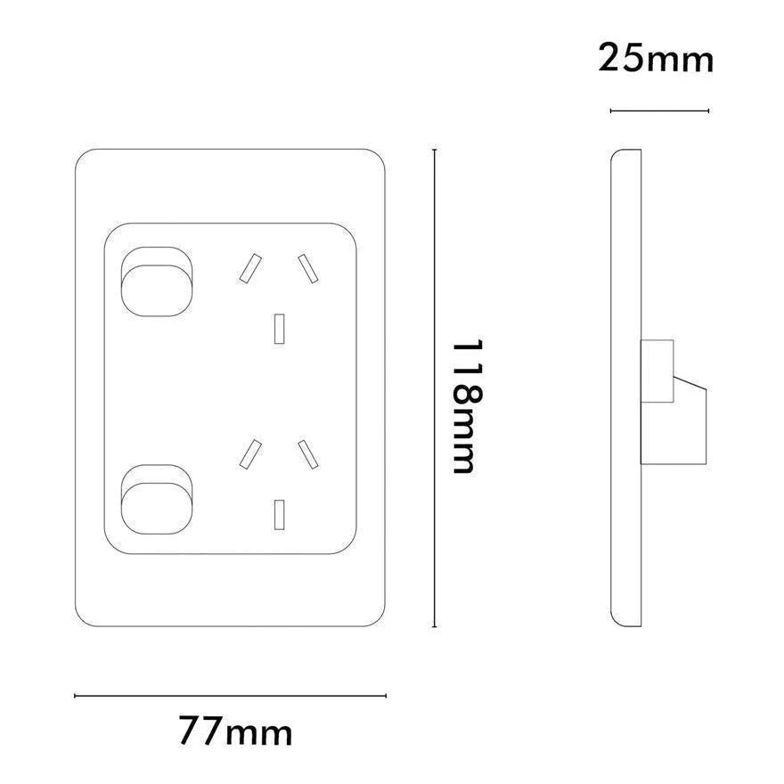 Iluma Double Pole 10A Double GPO PowerPoint Vertical White - Image 2