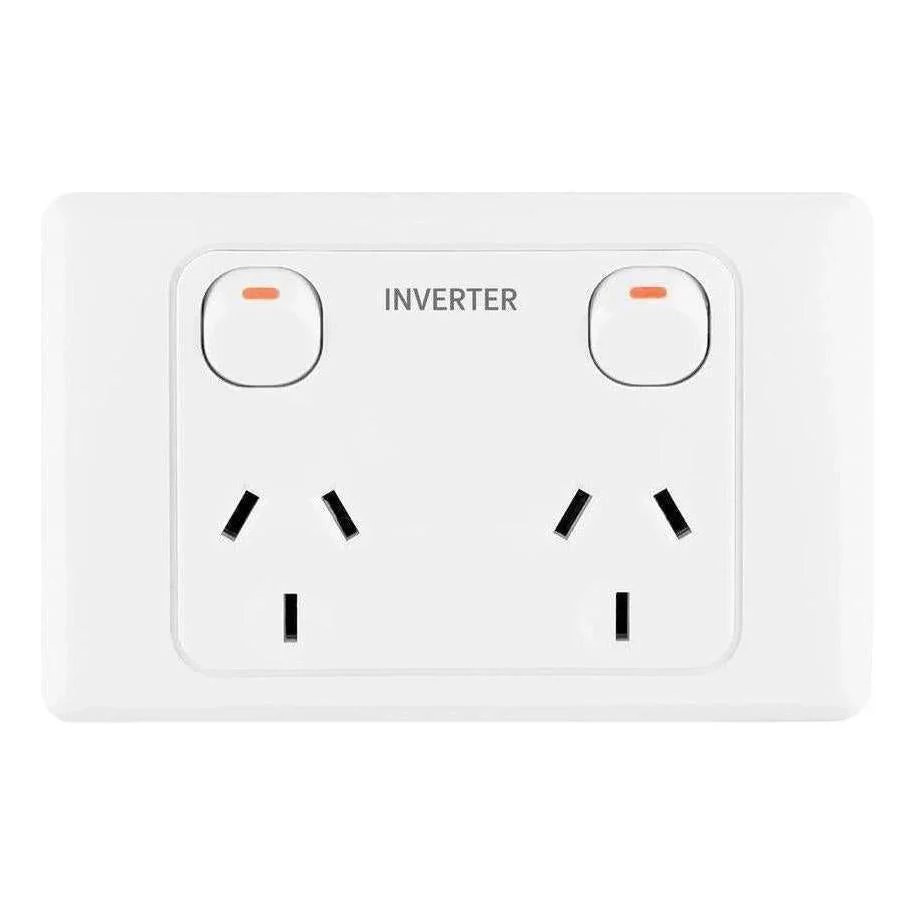 Iluma Double Pole 10A Double GPO PowerPoint Inverter Print White