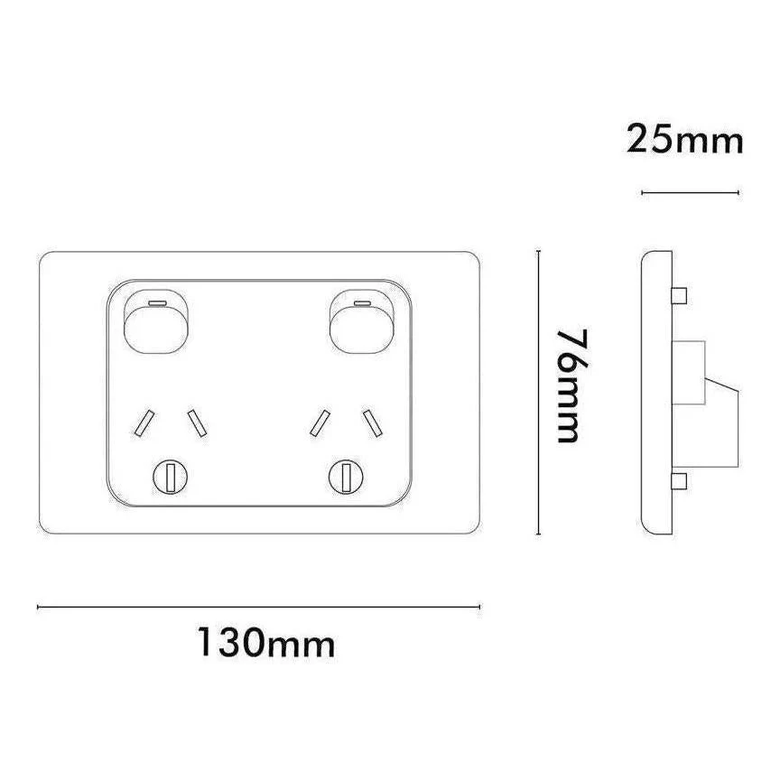 Iluma Double Pole 10A Double GPO PowerPoint Inverter Print White - Image 2