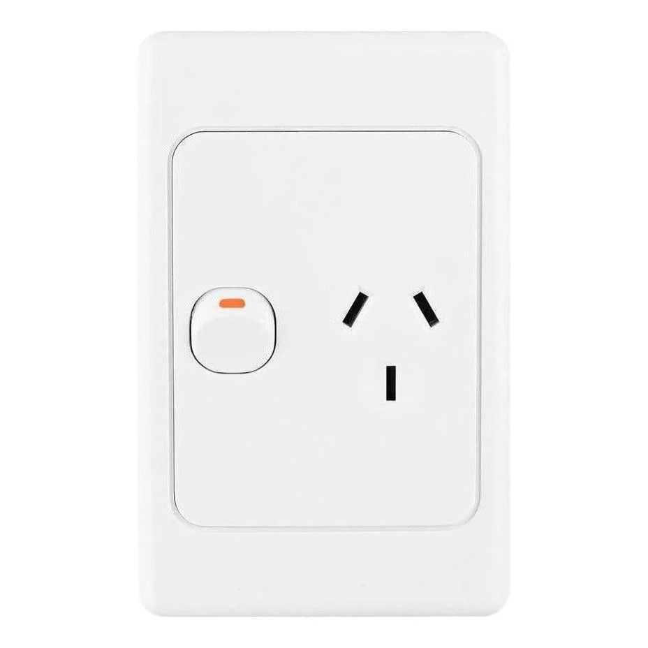 Iluma Double Pole 10A Single GPO PowerPoint Vertical White
