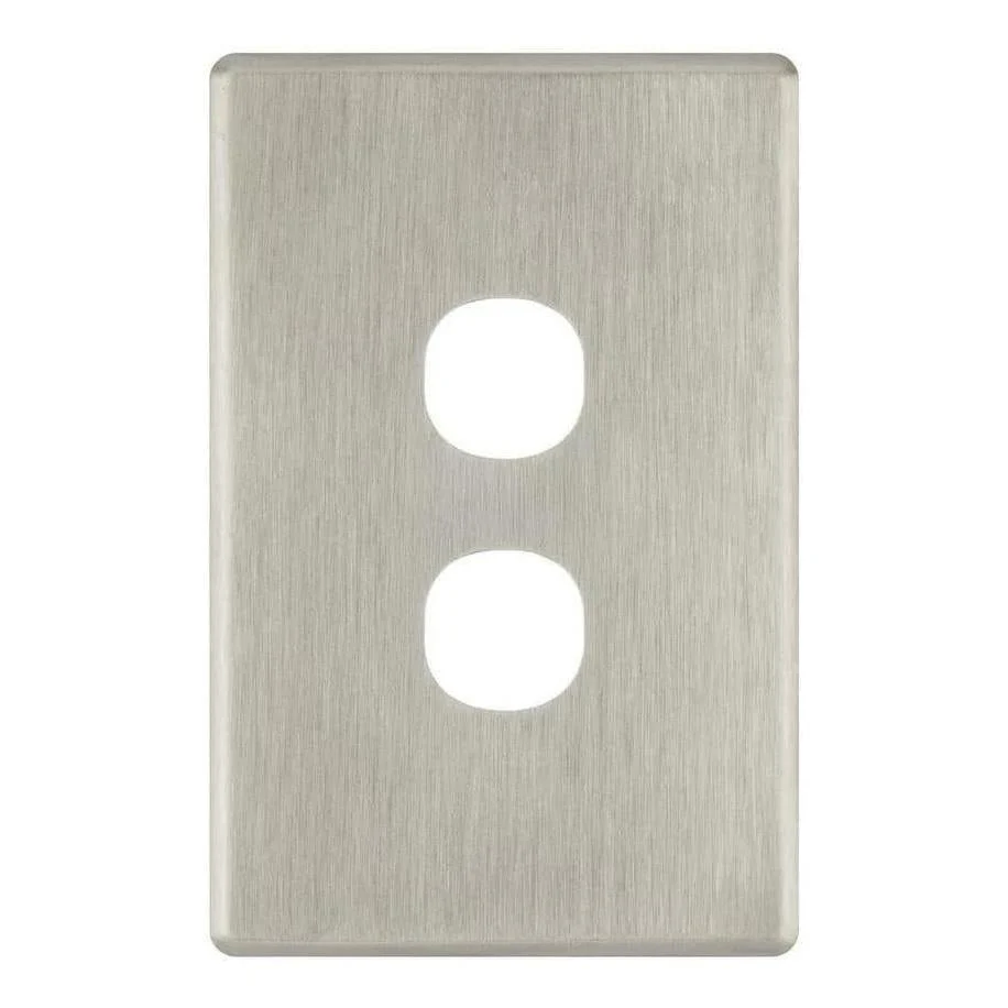 Iluma 2 Gang Light Switch Cover Plate Only Brushed Metal