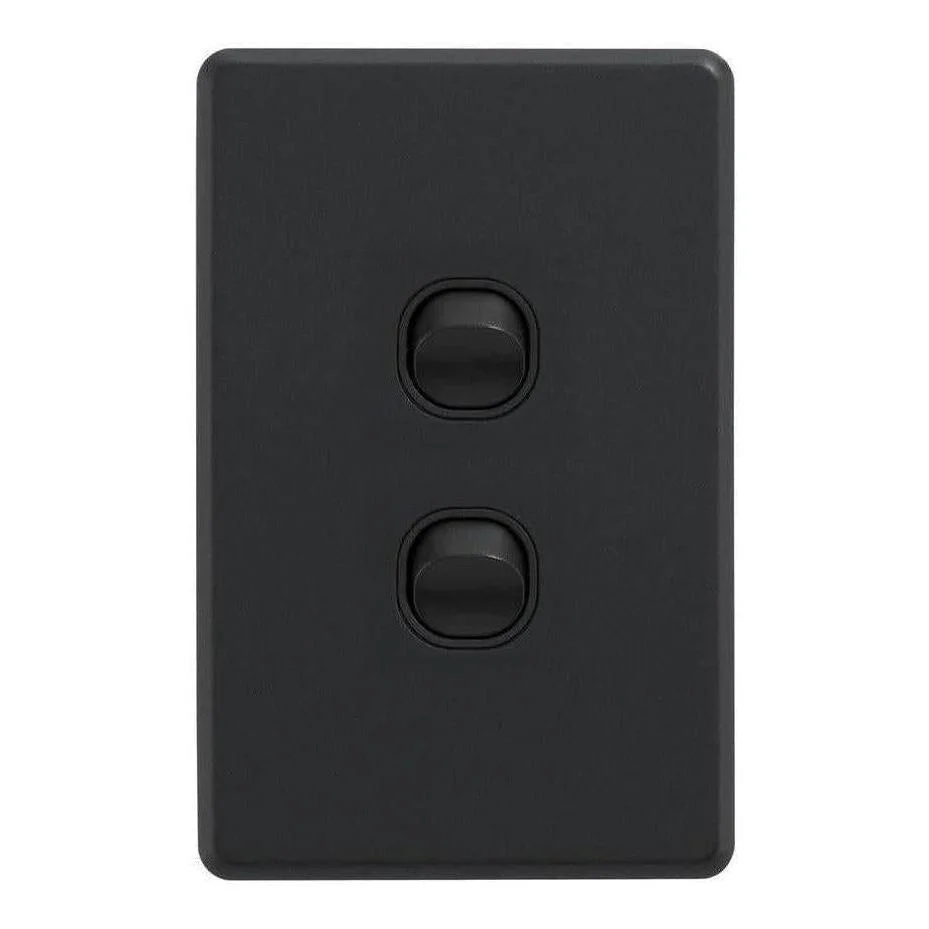 Iluma 2 Gang Vertical Light Switch Black