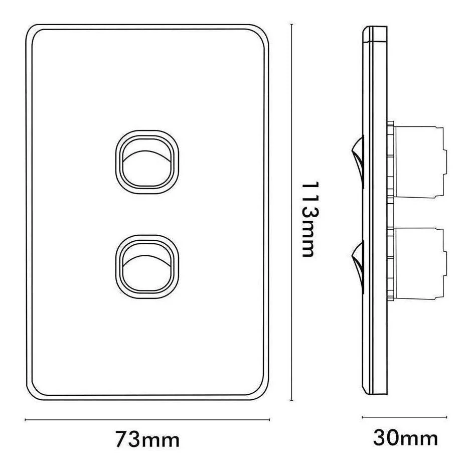 Iluma 2 Gang Vertical Light Switch Black - Image 2