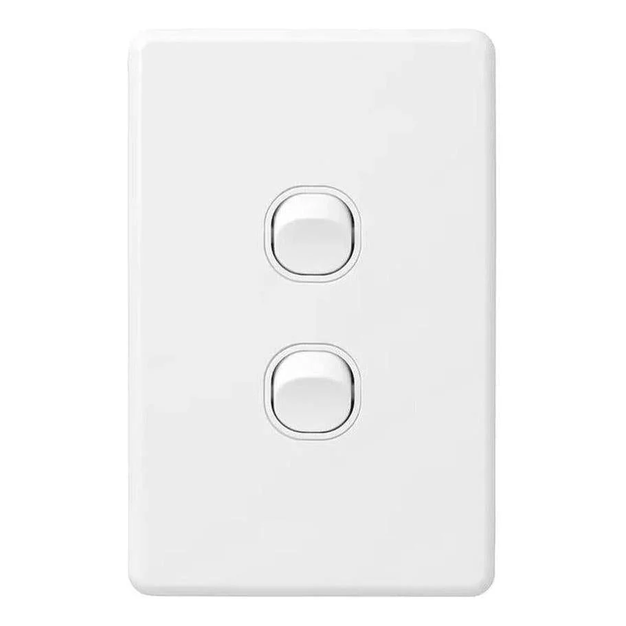 Iluma 2 Gang Vertical Light Switch White