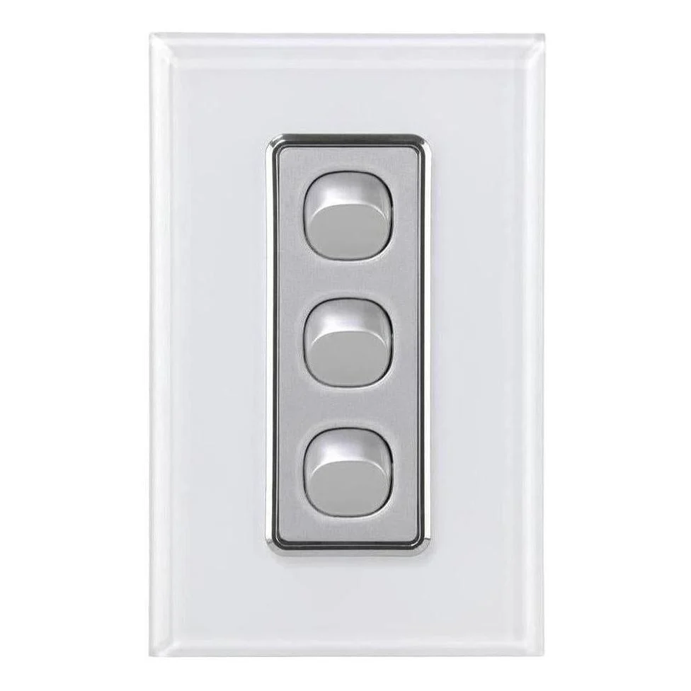 Iluma 3 Gang D/GL Series Vertical Light Switch White/Silver