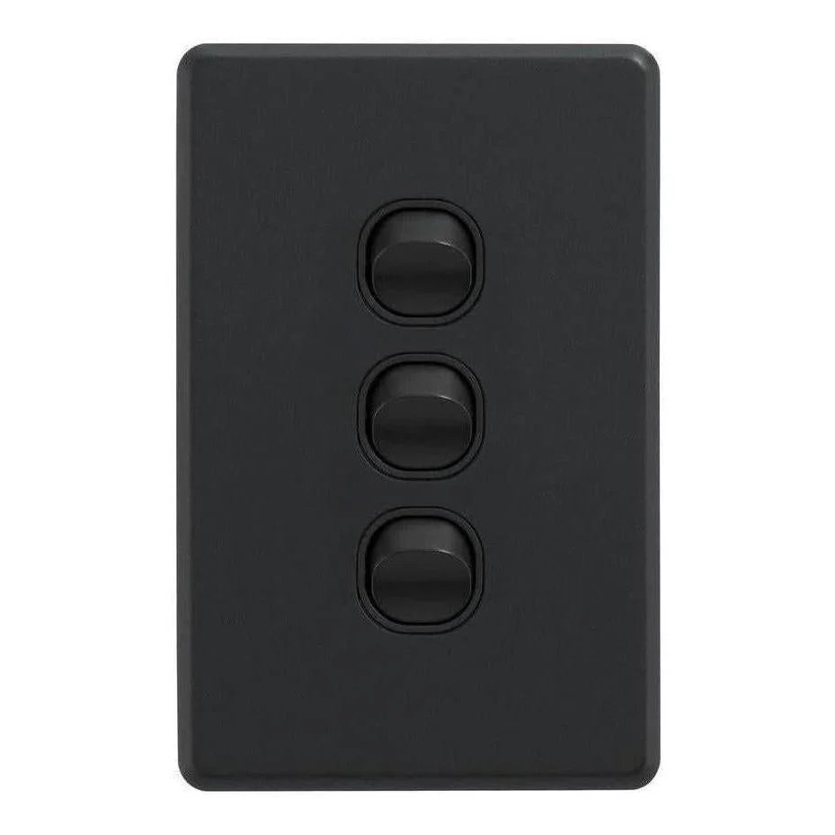 Iluma 3 Gang Vertical Light Switch Black