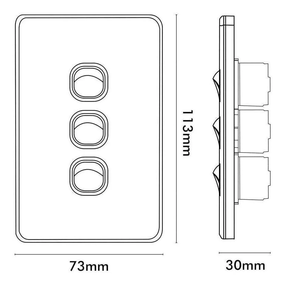 Iluma 3 Gang Vertical Light Switch Black - Image 2