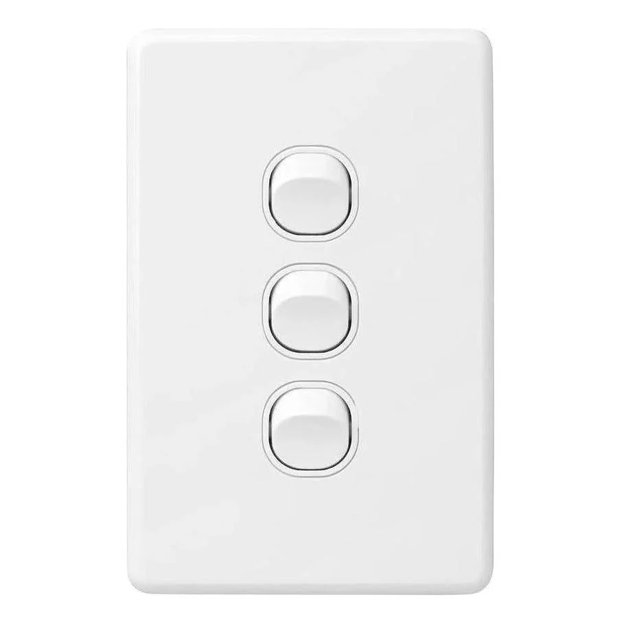 Iluma 3 Gang Vertical Light Switch White
