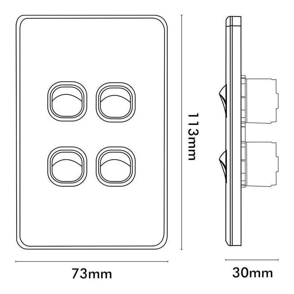 Iluma 4 Gang Vertical Light Switch Black - Image 2
