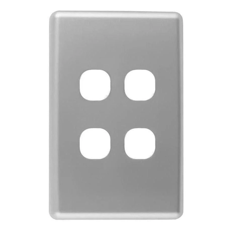 Iluma 4 Gang Light Switch Cover Plate Only Silver
