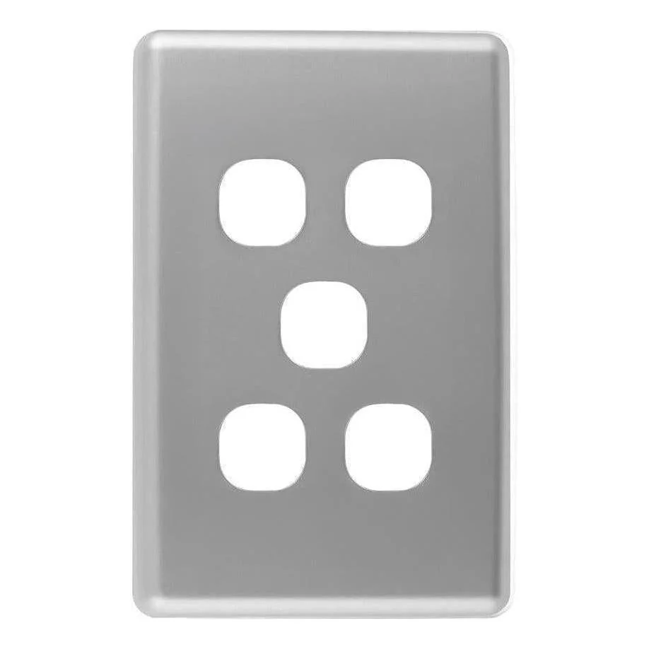 Iluma 5 Gang Light Switch Cover Plate Only Silver