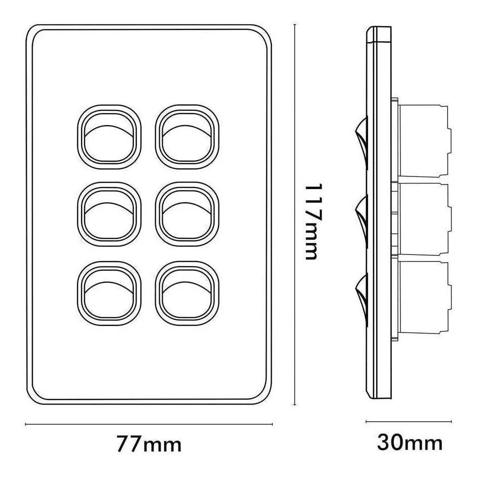 Iluma 6 Gang Vertical Light Switch Black - Image 2