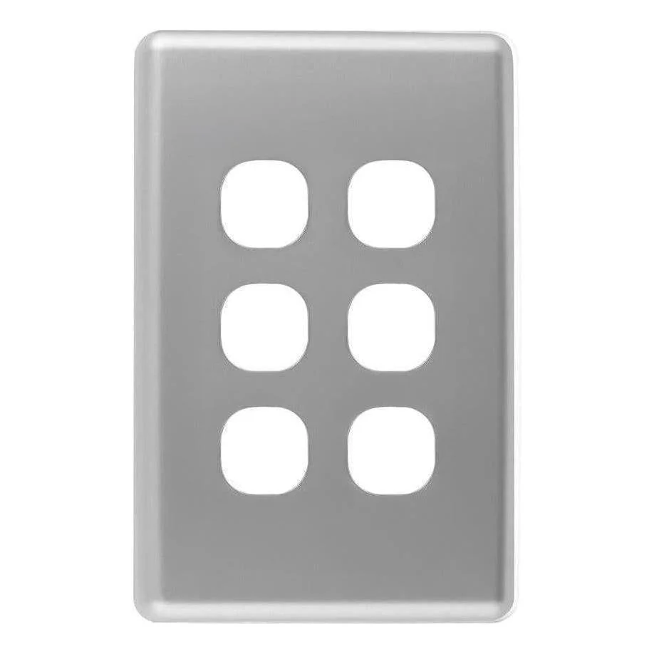Iluma 6 Gang Light Switch Cover Plate Only Silver