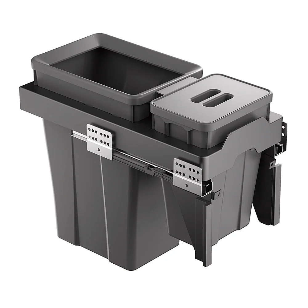 Belgique Kitchen Pull Out Dual Bin 18L + 6L Black - Image 3