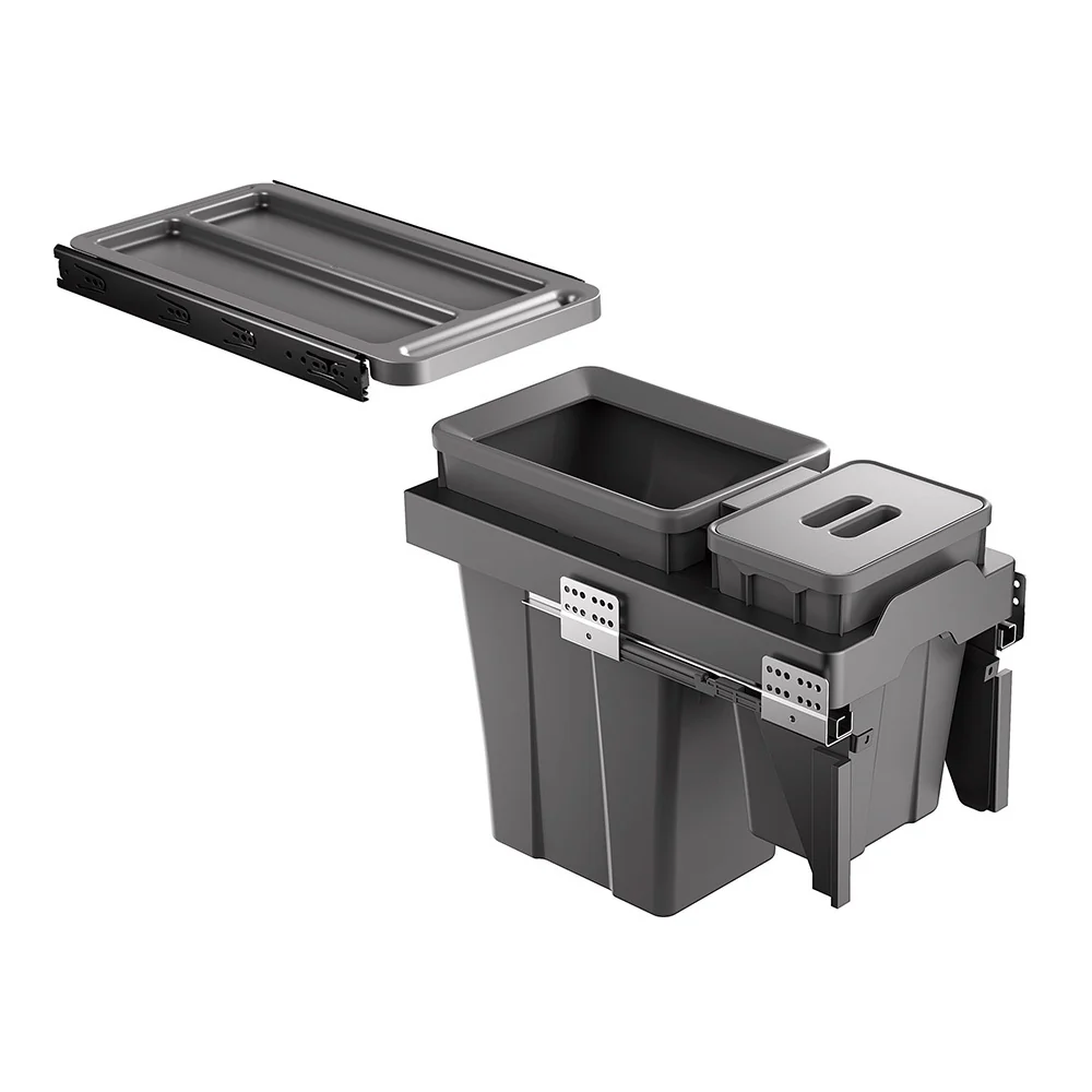 Belgique Kitchen Pull Out Dual Bin 18L + 6L Black - Image 5