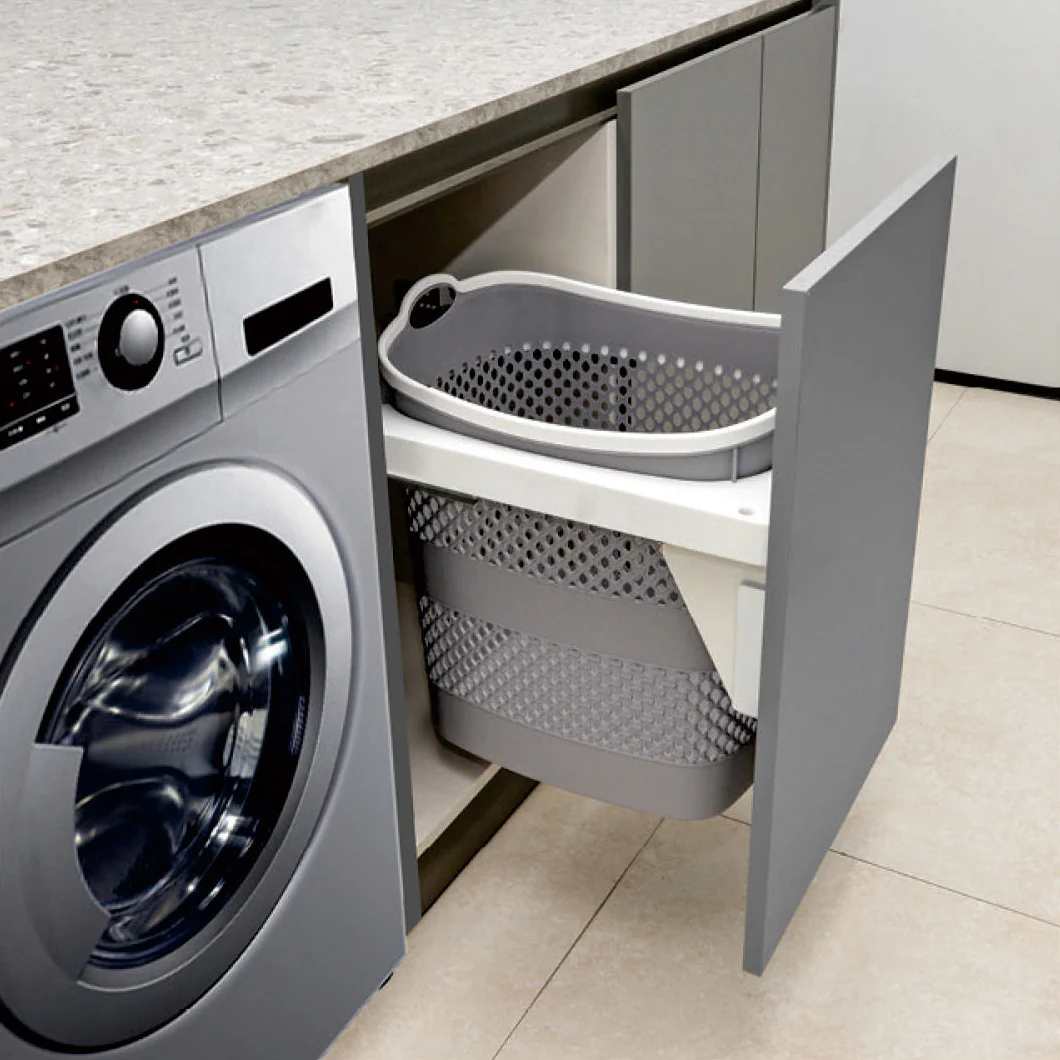 Belgique Laundry Pull Out Basket Bin 45L White