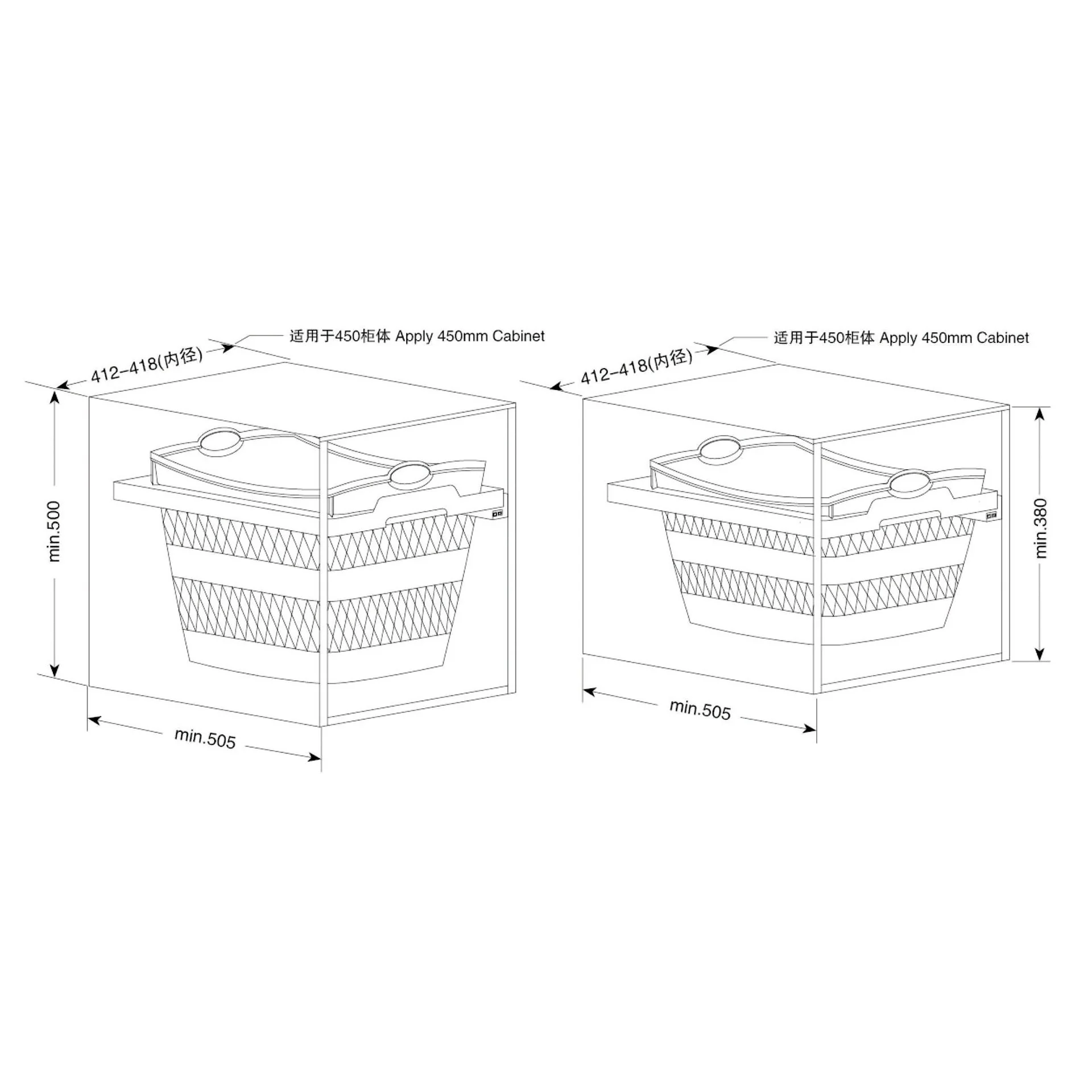 Belgique Laundry Pull Out Basket Bin 45L White - Image 3