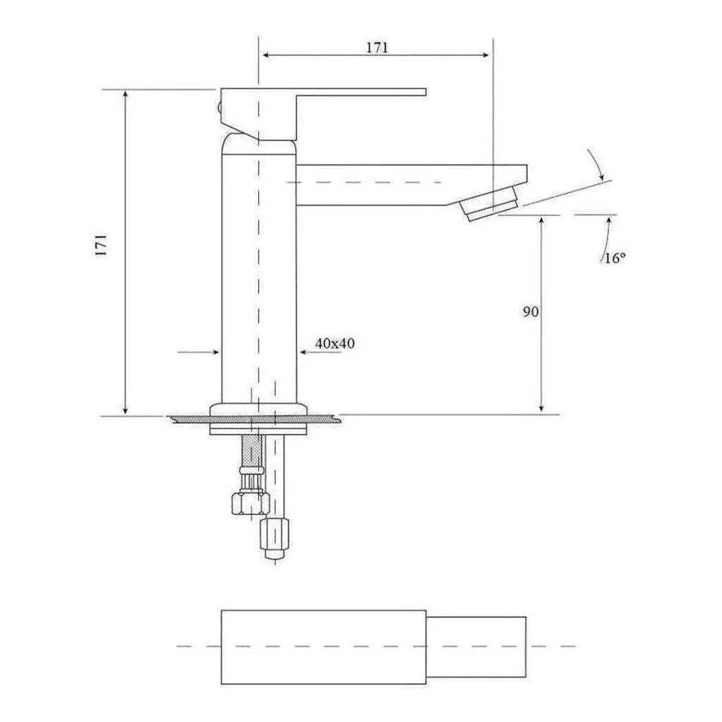 Deko Square Handle Basin Sink Tap Mixer Black - Image 2