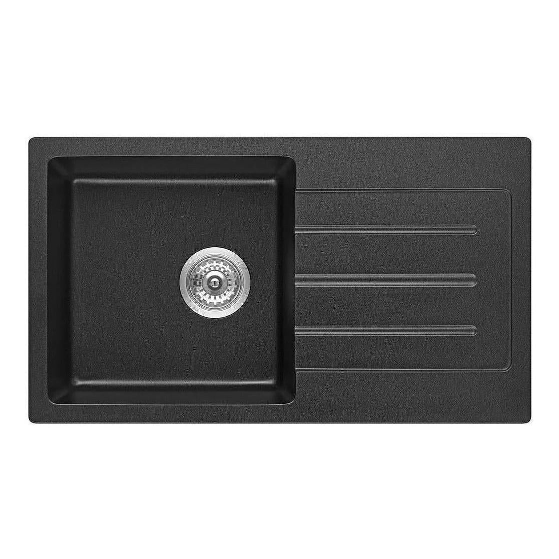 Fomos Black Granite Composite Sink With Drainer 770 x 440mm