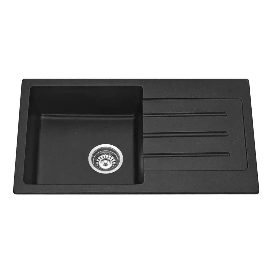 Fomos Black Granite Composite Sink With Drainer 770 x 440mm - Image 2