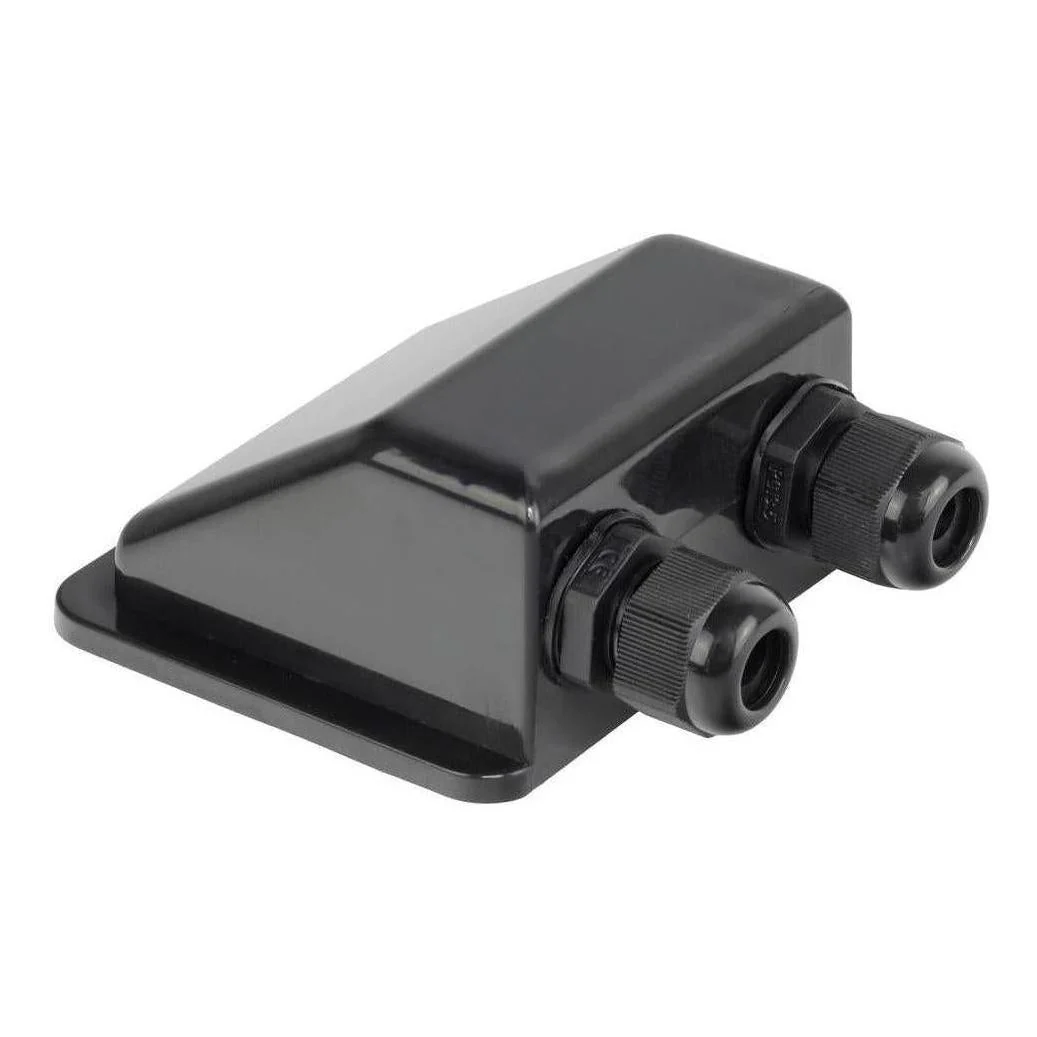 Iluma Double Cable Entry Junction Housing Box Gland for Solar Panel Wiring Black ILU-BEB