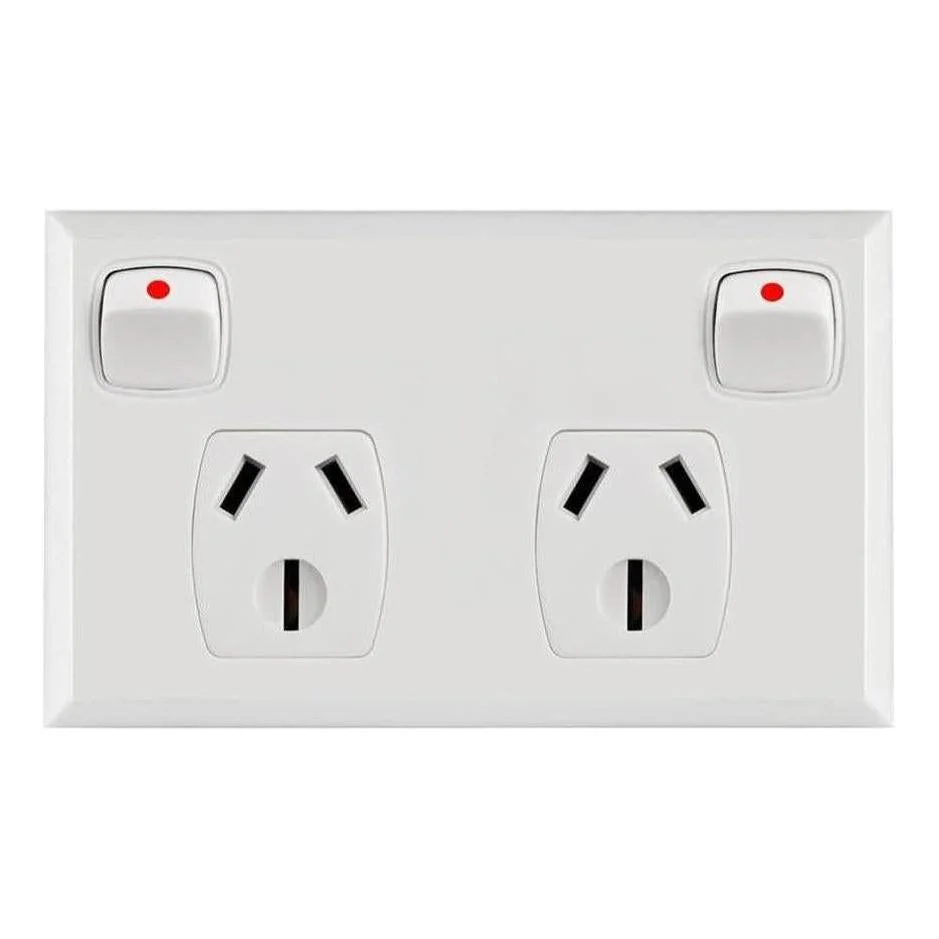 Iluma 15A Double Pole Double GPO Powerpoint White
