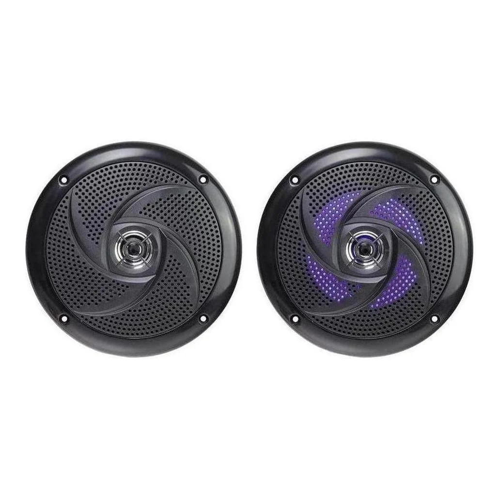 Finch 6.5" Low Profile 60W Slimline Speakers with LED Lights Black 1 pair