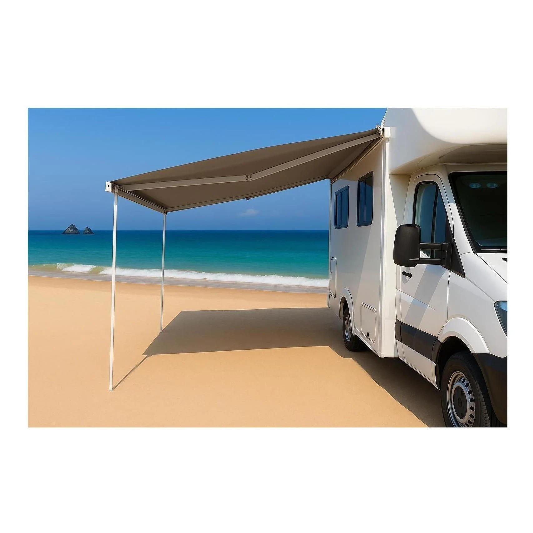 Finch Awning Side Mount Manual inc Support Leg 2.2 x1.65m Black - Image 6
