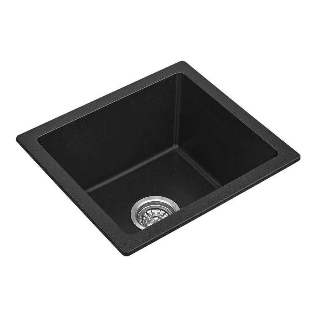 Fomos Black Granite Composite Single Bowl Sink 460x410mm - Image 2