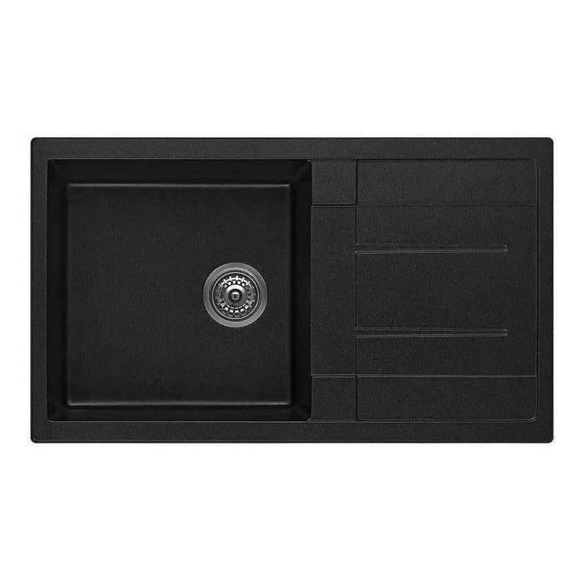 Fomos Black Granite Composite Sink With Drainer 860x500mm