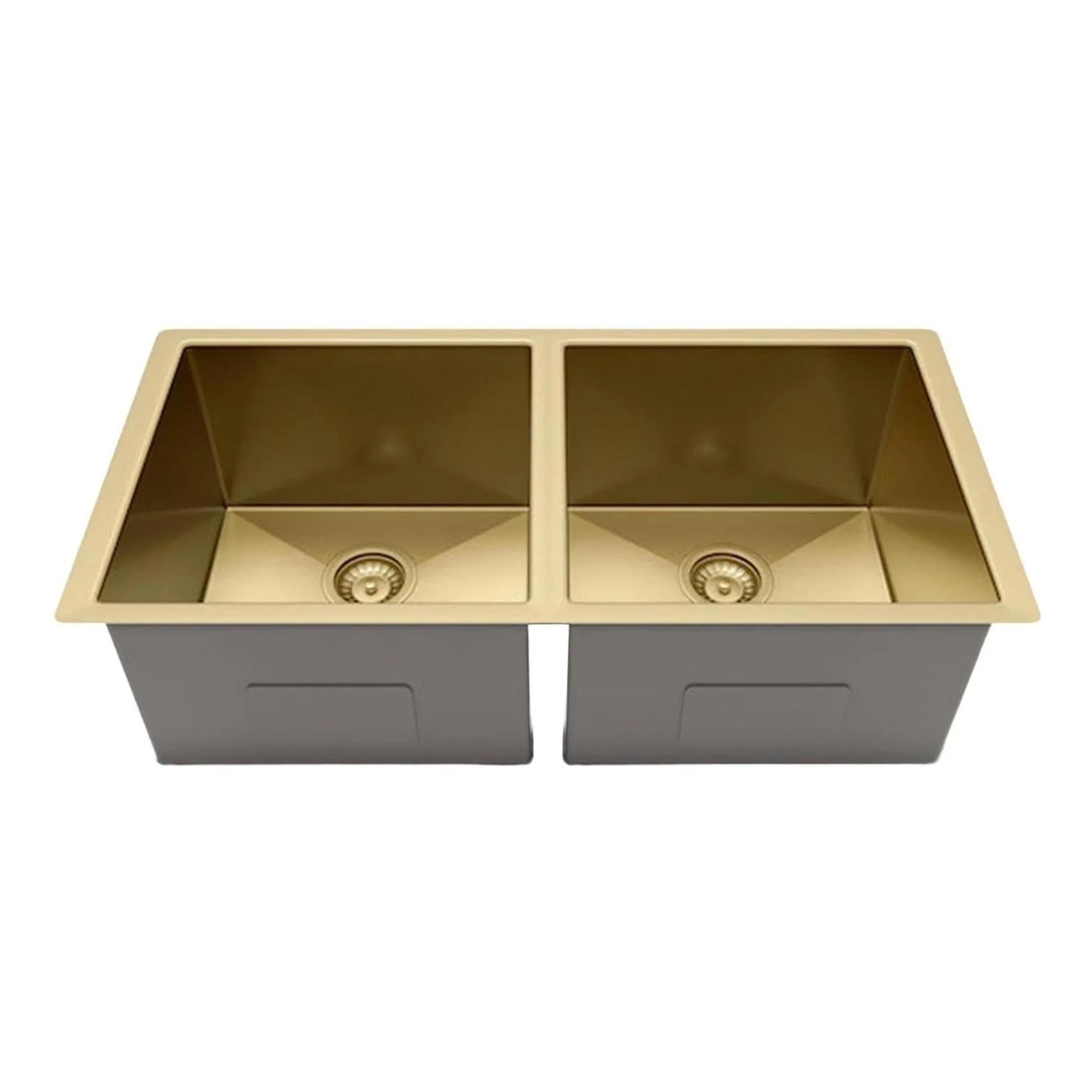 Belgique Double Bowl Sink Basin 770 x 440 x 250 - Stainless Steel French Gold - Image 2