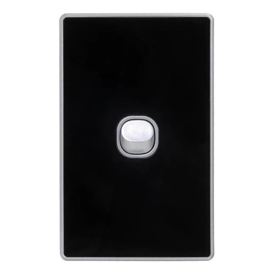 Iluma 1 Gang Light Switch Acrylic D-Series Black/Silver