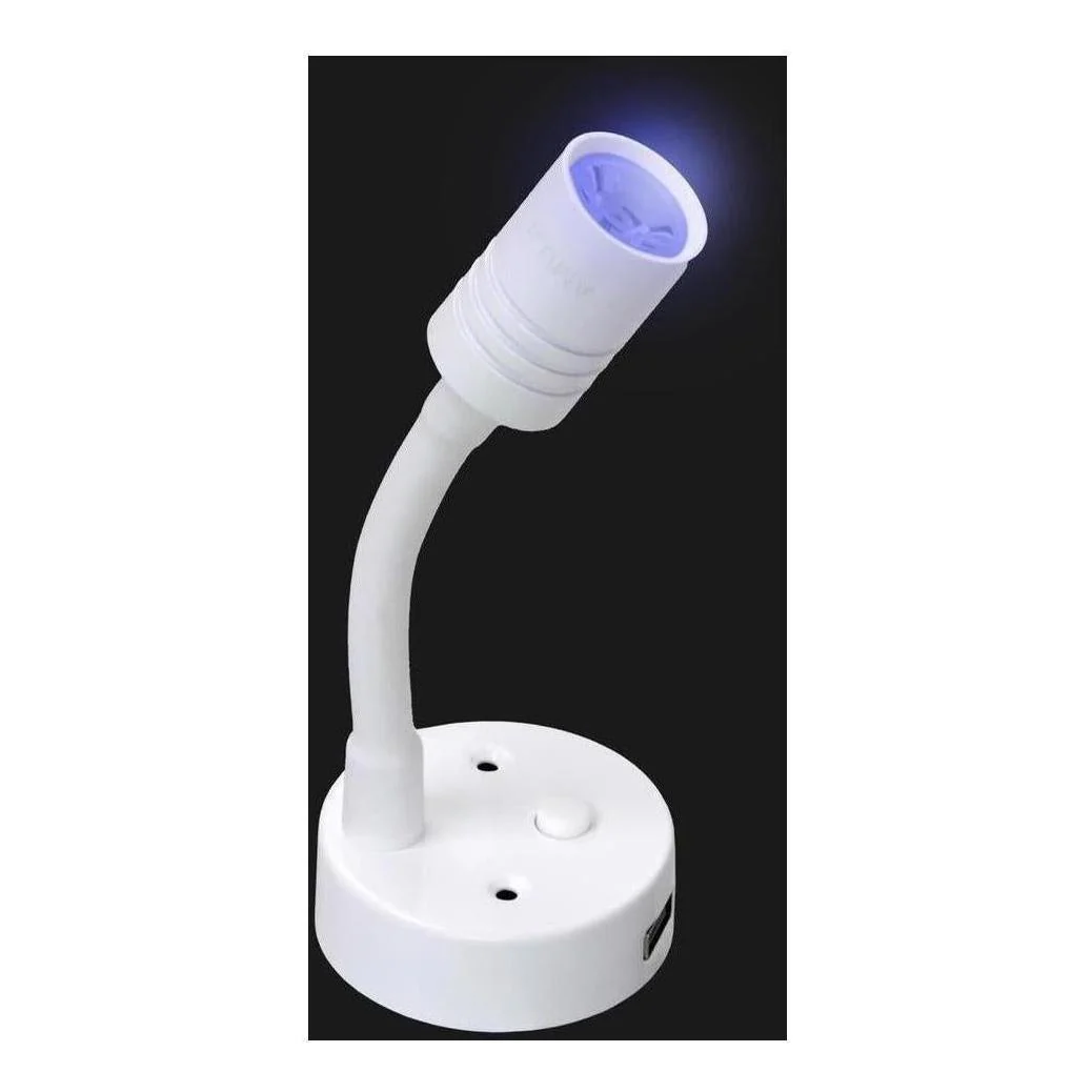 Iluma 10-24V Reading Light Flexible Dimmable Dual Colour Blue/White Light USB/USB-C Port White - Image 2