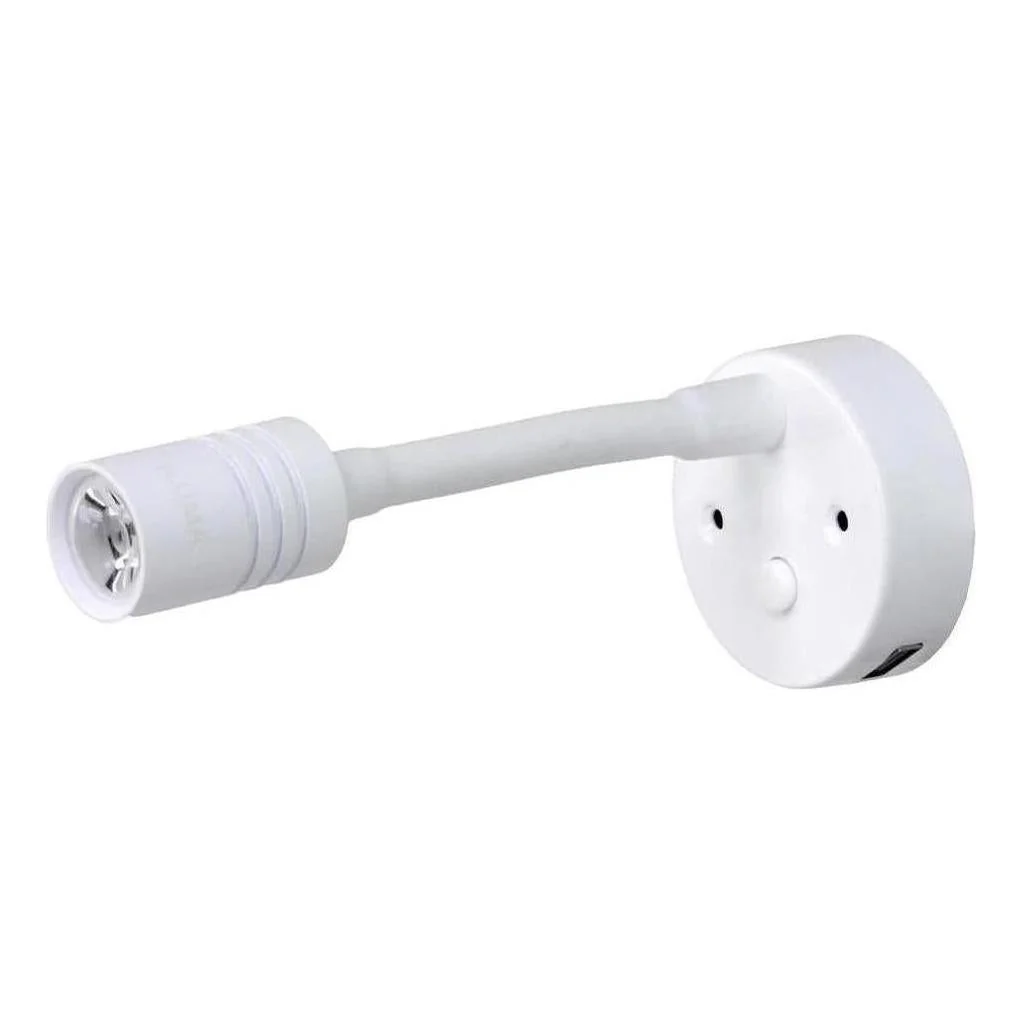 Iluma 10-24V Reading Light Flexible Dimmable Dual Colour Blue/White Light USB/USB-C Port White - Image 3