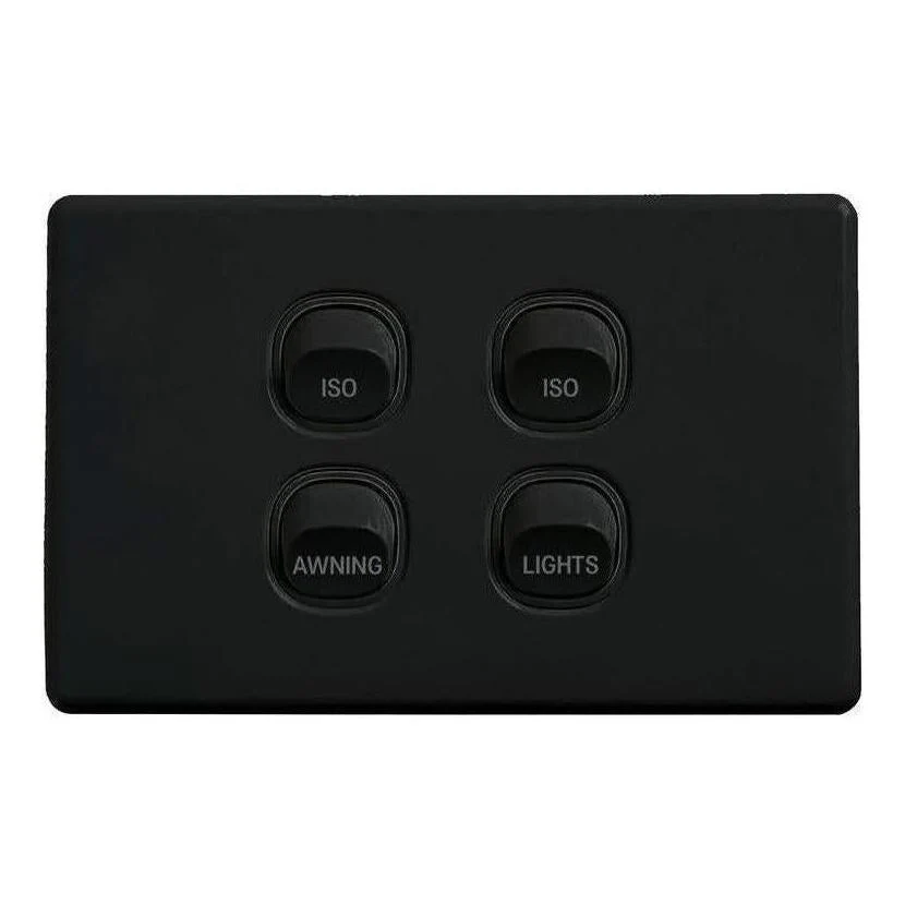 Iluma 10A Single Pole Switch ISO Print Mechanism Black - Image 3