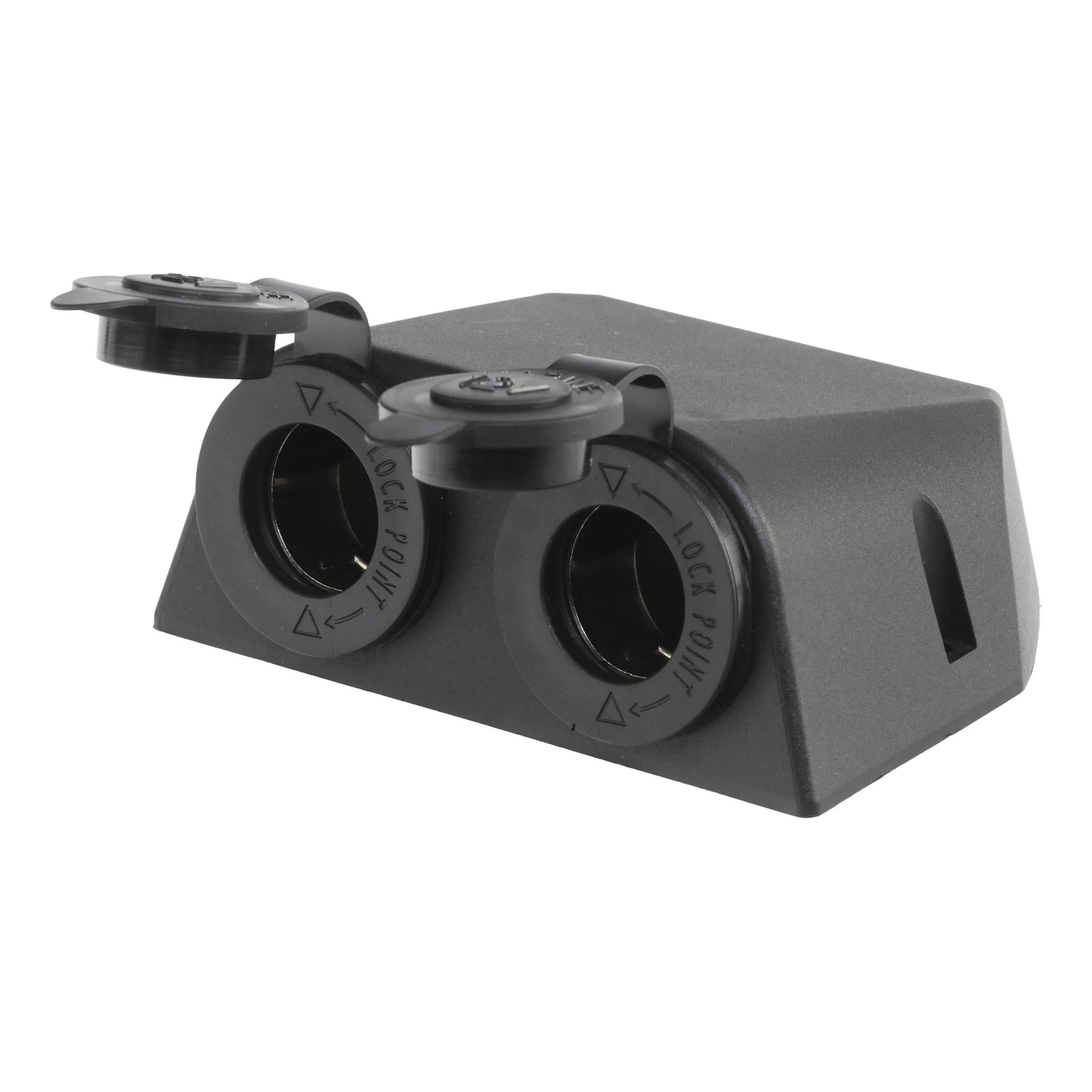 Iluma 12v Double Power Accessory Socket Surface Mount Black
