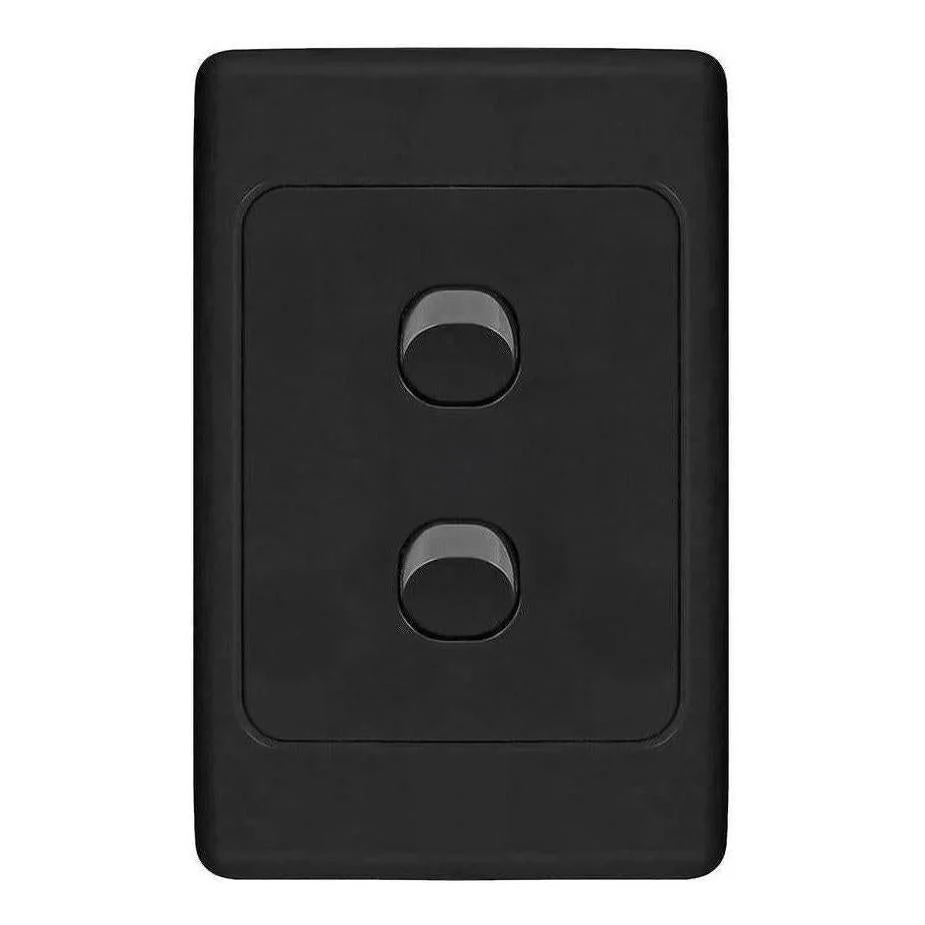 Iluma 2 Gang Vertical Light Switch Black