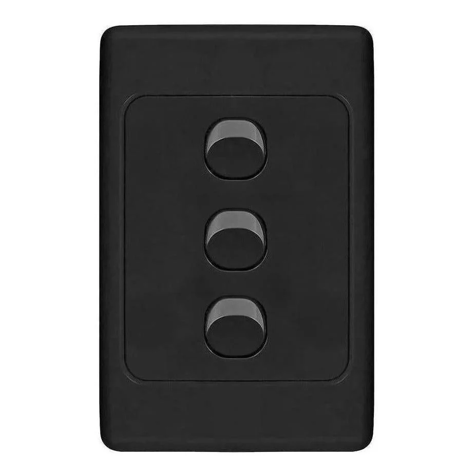 Iluma 3 Gang Vertical Light Switch Black