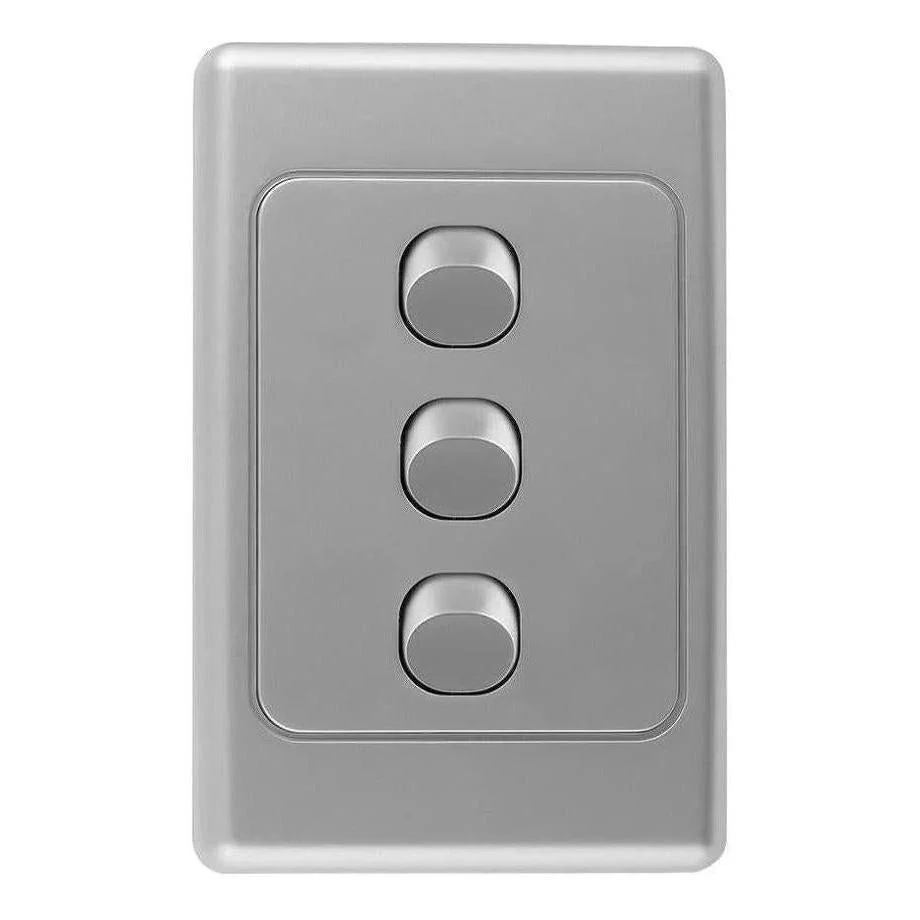 Iluma 3 Gang Vertical Light Switch Silver