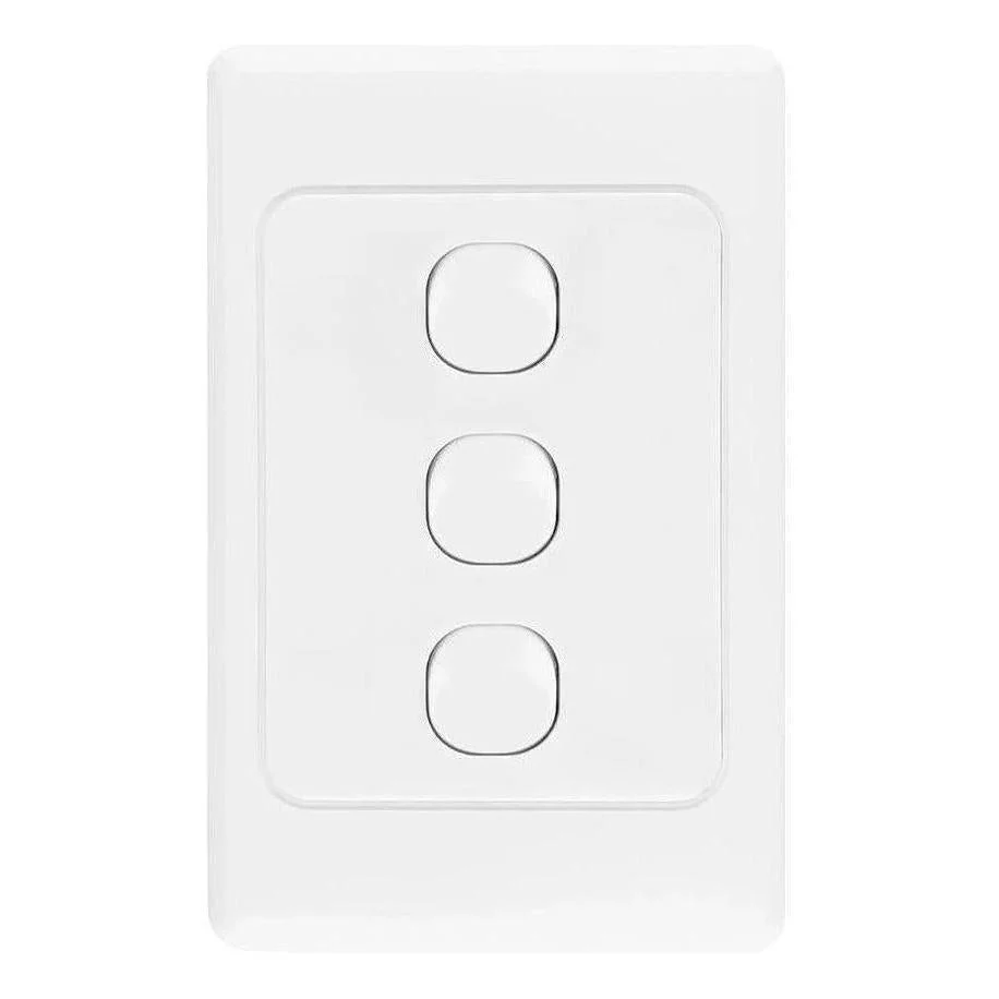 Iluma 3 Gang Vertical Light Switch White