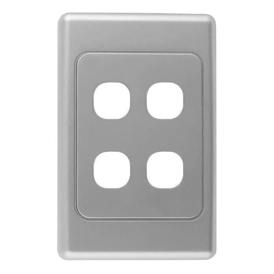 Iluma 4 Gang Light Switch Cover Plate Only Silver