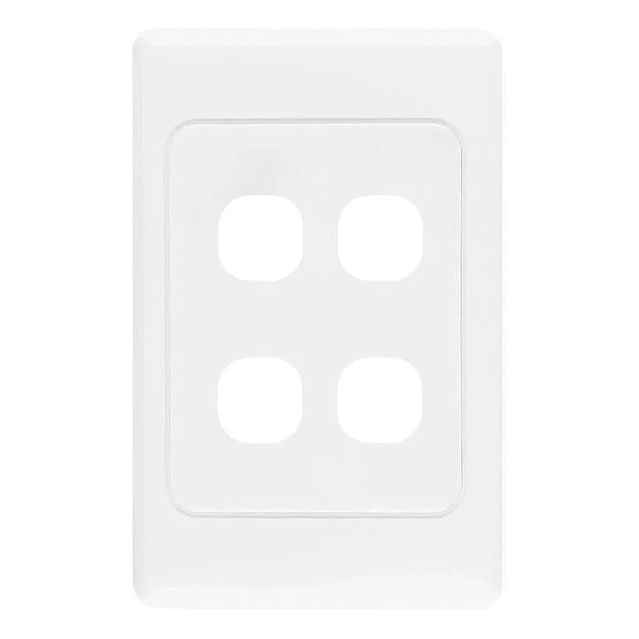 Iluma 4 Gang Light Switch Cover Plate Only White