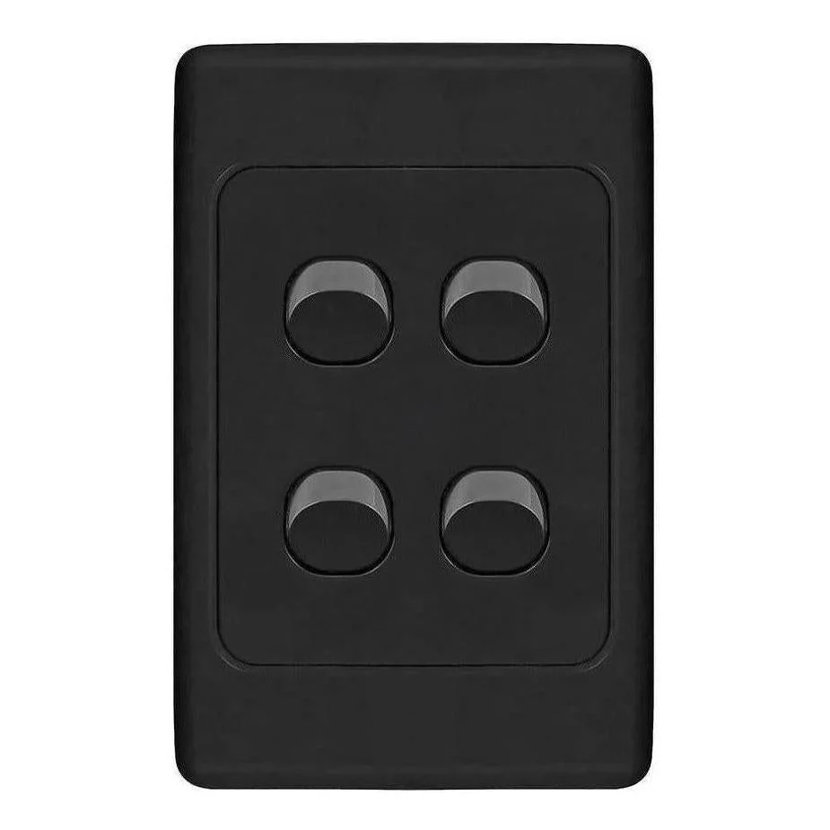 Iluma 4 Gang Vertical Light Switch Black