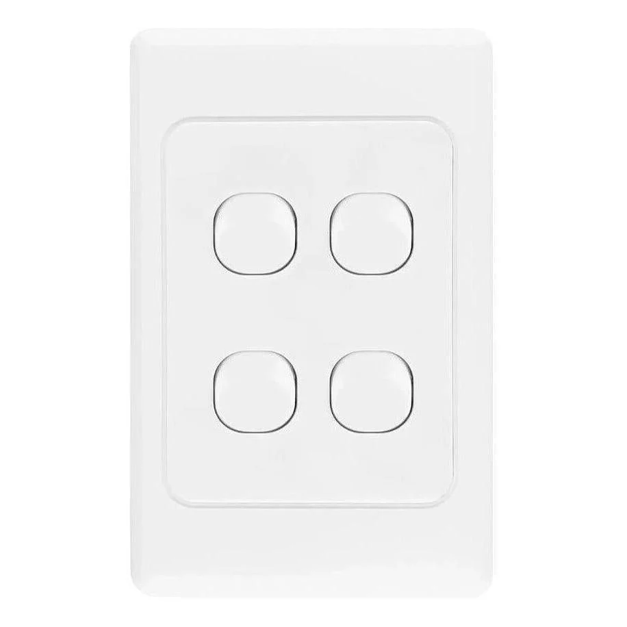 Iluma 4 Gang Vertical Light Switch White