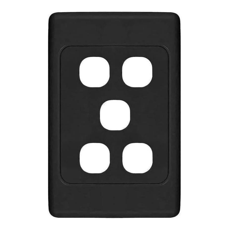 Iluma 5 Gang Light Switch Cover Plate Only Black