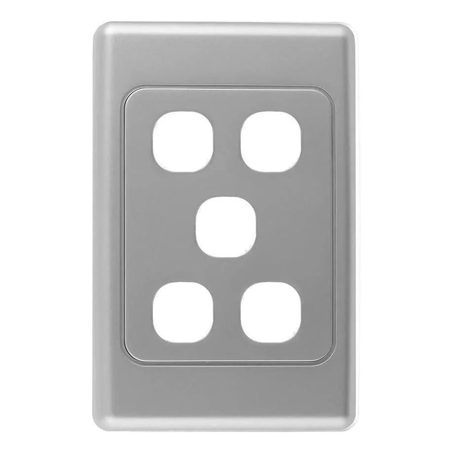 Iluma 5 Gang Light Switch Cover Plate Only Silver