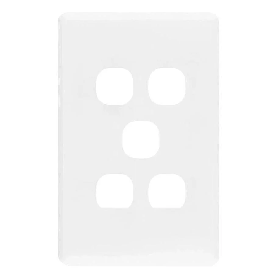 Iluma 5 Gang Light Switch Cover Plate Only White