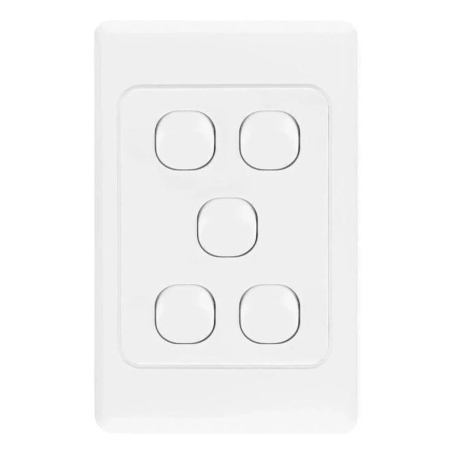 Iluma 5 Gang Vertical Light Switch White